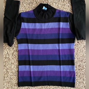 Dolce & Gabbana striped sweater wool blend mock neck purple black Women's 38 XS